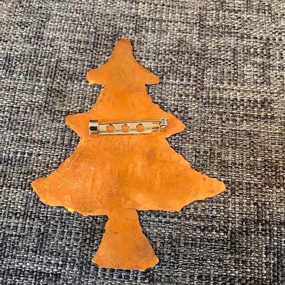 Copper Holiday Tree Brooch - Picture 3 of 4